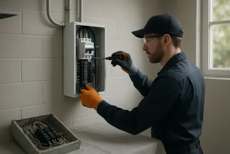 technician working on electrical panel