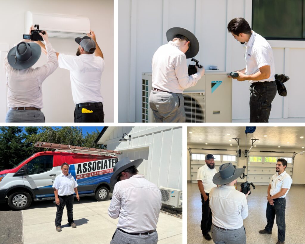Behind the scenes filming a new commercial with the KEZI film crew for Associated Heating & Air Conditioning