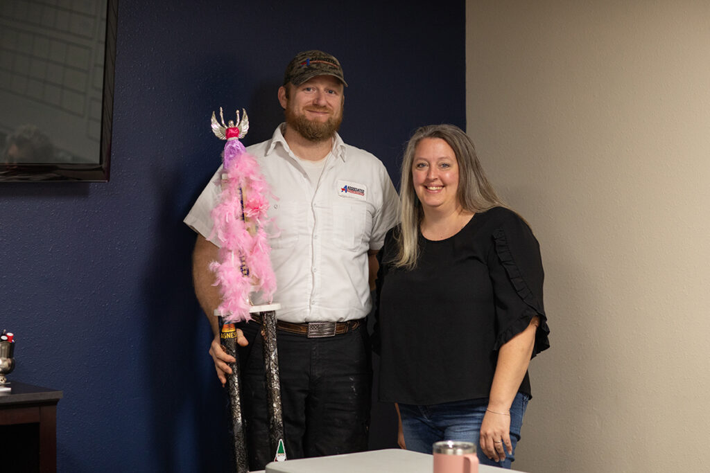 September Employee of the Month, Kim, chose and passed the torch to our October Employee of the month, Chris at Associated Heating